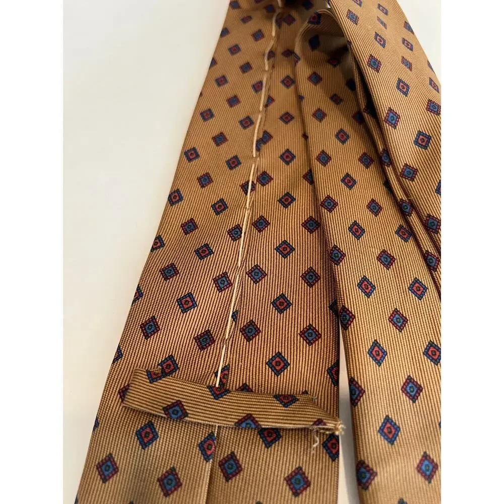 Pancaldi Prestige Made in Italy Men’s Silk Neck Tie Gold Blue SG